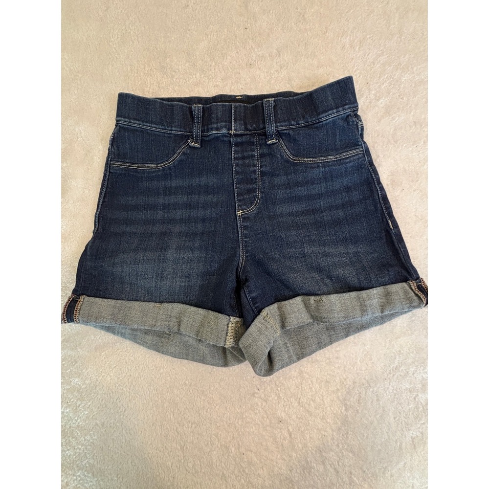 Judy Blue Los Angeles Dark Wash Pull On Cuffed Denim Shorts Small High Rise
